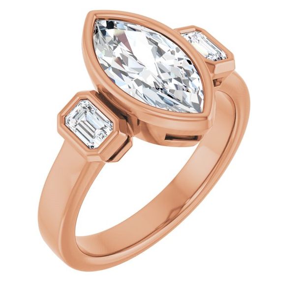 Bezel-Set Three-Stone Engagement Ring