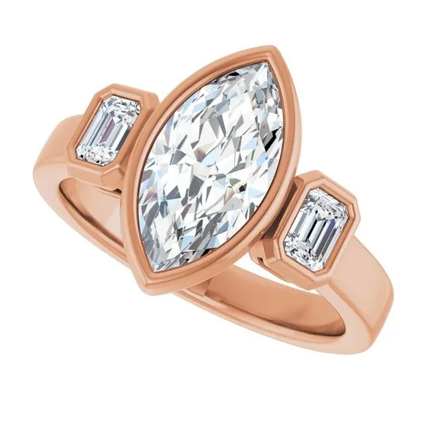 Bezel-Set Three-Stone Engagement Ring Image 5 Vulcan's Forge LLC KANSAS CITY, MO