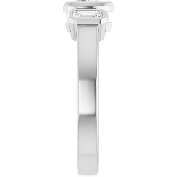 Bezel-Set Three-Stone Engagement Ring Image 4 Vulcan's Forge LLC KANSAS CITY, MO