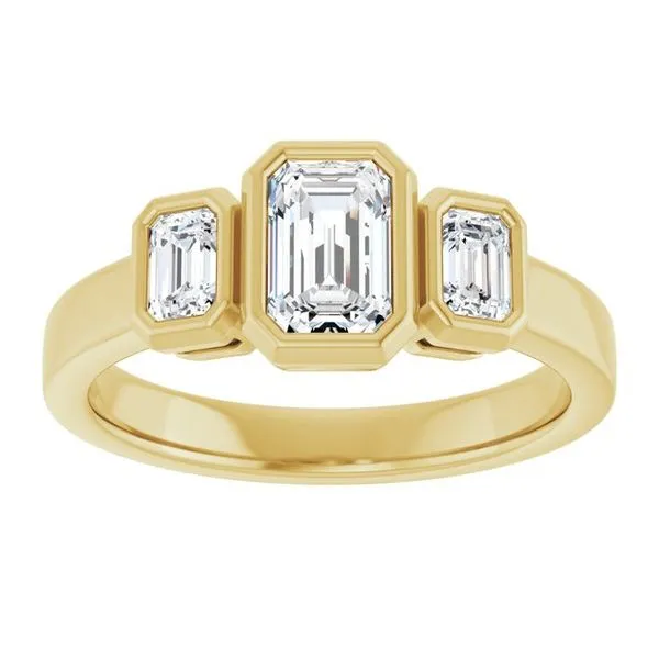 Bezel-Set Three-Stone Engagement Ring Image 3 J. Thomas Jewelers Rochester Hills, MI