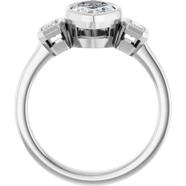Bezel-Set Three-Stone Engagement Ring Image 2 JF Jones Jewelers Rochester, NY