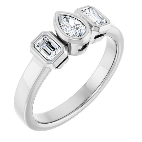 Bezel-Set Three-Stone Engagement Ring