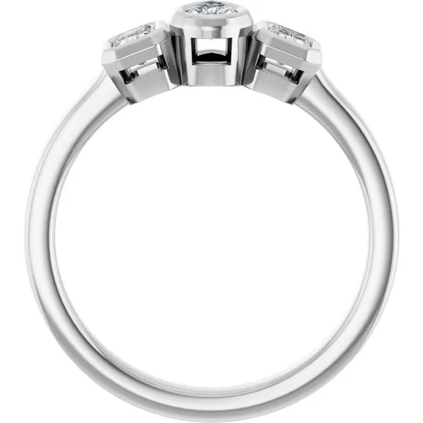 Bezel-Set Three-Stone Engagement Ring Image 2 J. Thomas Jewelers Rochester Hills, MI