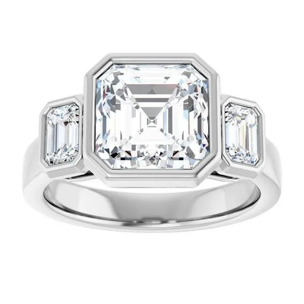 Bezel-Set Three-Stone Engagement Ring Image 3 Jimmy Smith Jewelers Decatur, AL