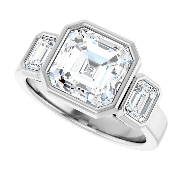 Bezel-Set Three-Stone Engagement Ring Image 5 Jimmy Smith Jewelers Decatur, AL