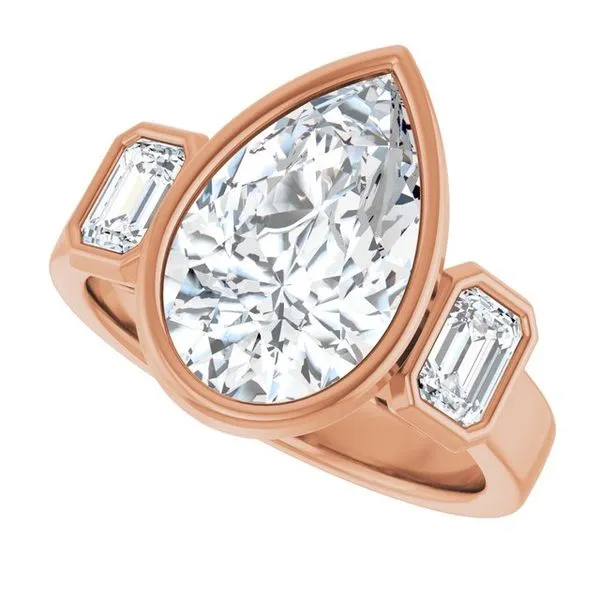 Bezel-Set Three-Stone Engagement Ring Image 5 Shipley's Fine Jewelry Hampstead, MD