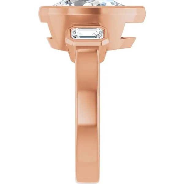 Bezel-Set Three-Stone Engagement Ring Image 4 The Jewelry Source El Segundo, CA