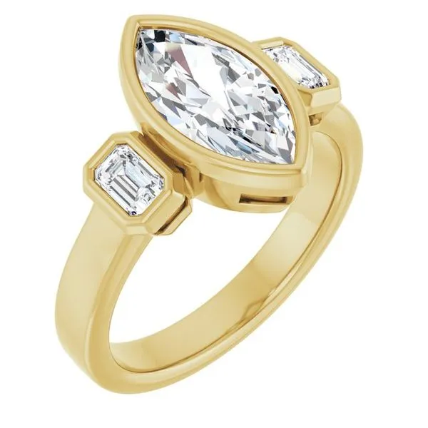 Bezel-Set Three-Stone Engagement Ring Arezzo Jewelers Elmwood Park, IL