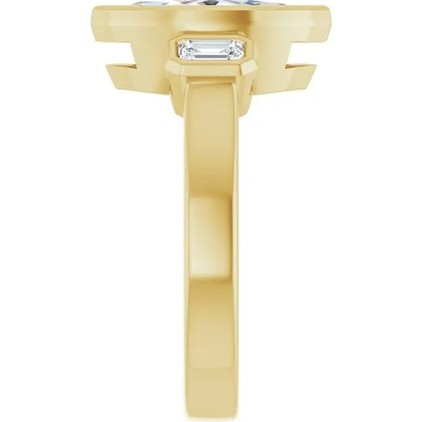 Bezel-Set Three-Stone Engagement Ring Image 4 Clater Jewelers Louisville, KY