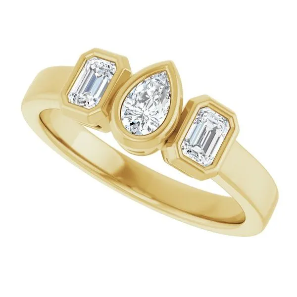 Bezel-Set Three-Stone Engagement Ring Image 5 Don's Jewelry & Design Washington, IA