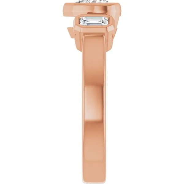 Bezel-Set Three-Stone Engagement Ring Image 4 Hudson Valley Goldsmith New Paltz, NY