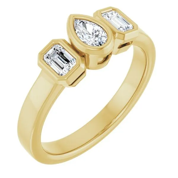 Bezel-Set Three-Stone Engagement Ring JF Jones Jewelers Rochester, NY