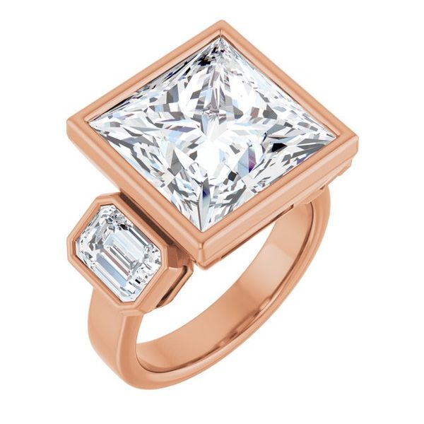 Bezel-Set Three-Stone Engagement Ring