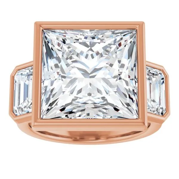 Bezel-Set Three-Stone Engagement Ring Image 3 Raleigh Diamond Fine Jewelry Raleigh, NC