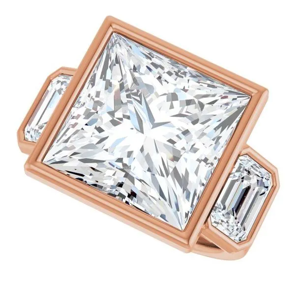 Bezel-Set Three-Stone Engagement Ring Image 5 Hudson Valley Goldsmith New Paltz, NY