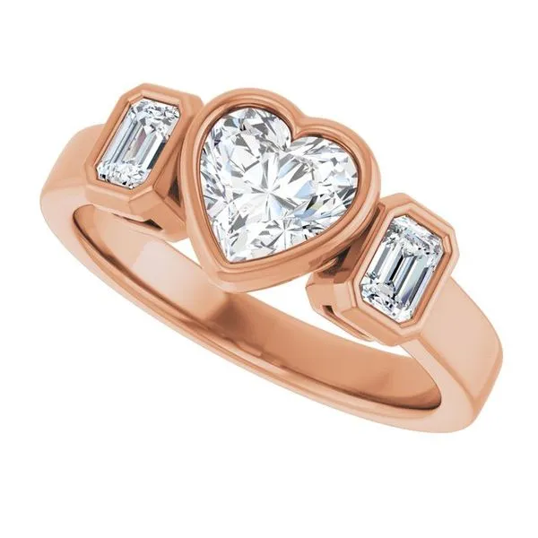 Bezel-Set Three-Stone Engagement Ring Image 5 Hudson Valley Goldsmith New Paltz, NY