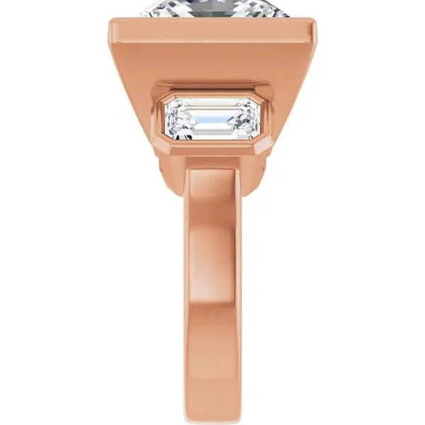 Bezel-Set Three-Stone Engagement Ring Image 4 J. Thomas Jewelers Rochester Hills, MI