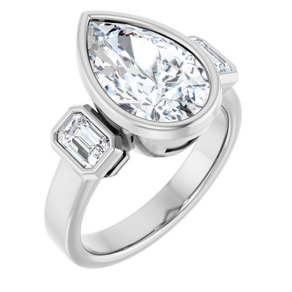 Bezel-Set Three-Stone Engagement Ring