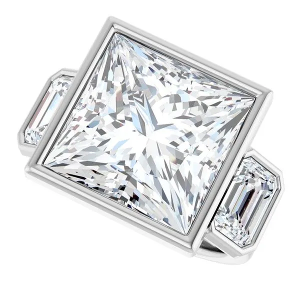 Bezel-Set Three-Stone Engagement Ring Image 5 Hudson Valley Goldsmith New Paltz, NY