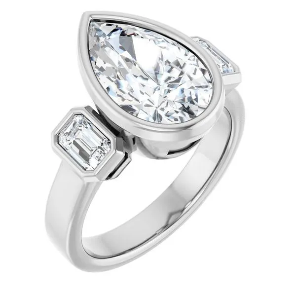 Bezel-Set Three-Stone Engagement Ring Don's Jewelry & Design Washington, IA