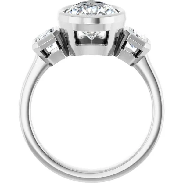 Bezel-Set Three-Stone Engagement Ring Image 2 Vulcan's Forge LLC KANSAS CITY, MO