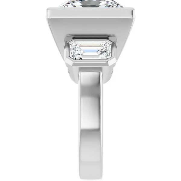 Bezel-Set Three-Stone Engagement Ring Image 4 Raleigh Diamond Fine Jewelry Raleigh, NC
