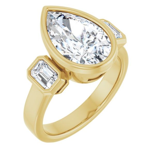 Bezel-Set Three-Stone Engagement Ring