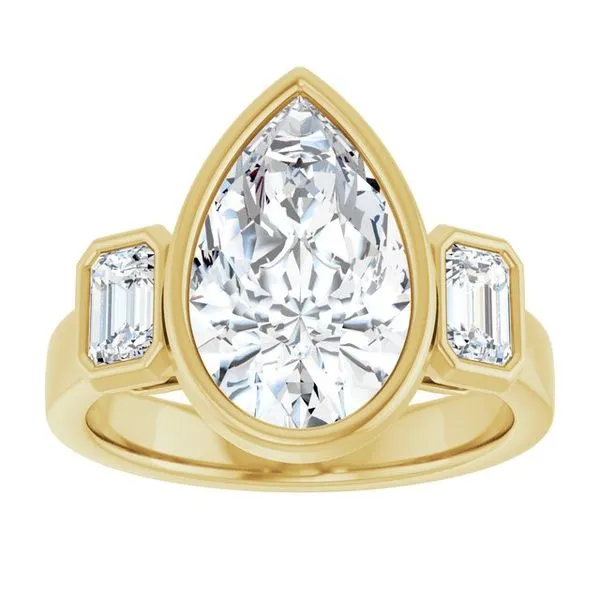 Bezel-Set Three-Stone Engagement Ring Image 3 Clater Jewelers Louisville, KY