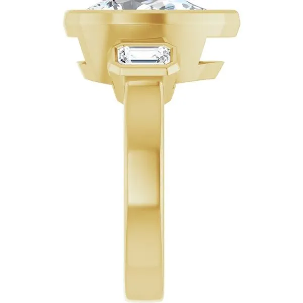 Bezel-Set Three-Stone Engagement Ring Image 4 The Jewelry Source El Segundo, CA