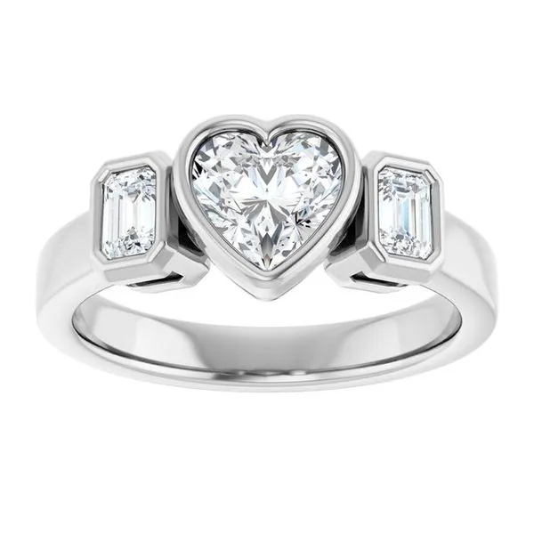 Bezel-Set Three-Stone Engagement Ring Image 3 J. West Jewelers Round Rock, TX