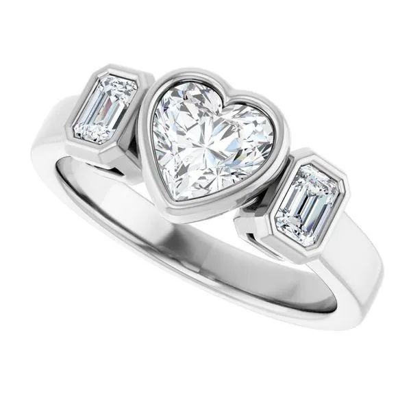 Bezel-Set Three-Stone Engagement Ring Image 5 Stuart Benjamin & Co. Jewelry Designs San Diego, CA