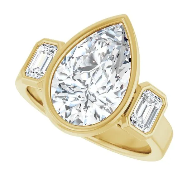 Bezel-Set Three-Stone Engagement Ring Image 5 Raleigh Diamond Fine Jewelry Raleigh, NC