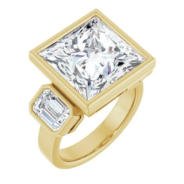 Bezel-Set Three-Stone Engagement Ring Michael Szwed Jewelers Longmeadow, MA