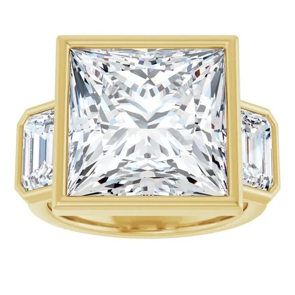 Bezel-Set Three-Stone Engagement Ring Image 3 Hudson Valley Goldsmith New Paltz, NY