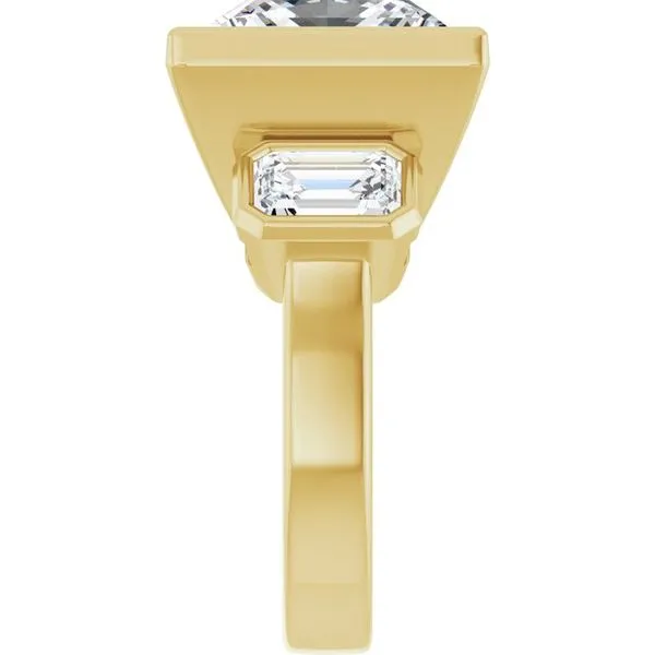 Bezel-Set Three-Stone Engagement Ring Image 4 J. Thomas Jewelers Rochester Hills, MI