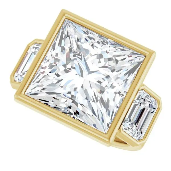 Bezel-Set Three-Stone Engagement Ring Image 5 J. West Jewelers Round Rock, TX