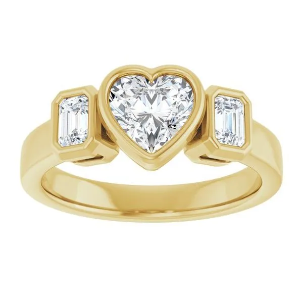 Bezel-Set Three-Stone Engagement Ring Image 3 J. Thomas Jewelers Rochester Hills, MI