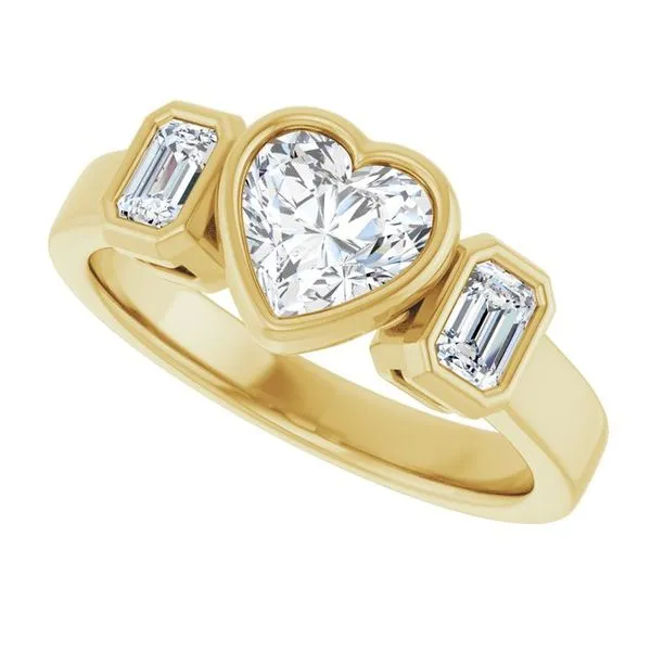 Bezel-Set Three-Stone Engagement Ring Image 5 J. Thomas Jewelers Rochester Hills, MI