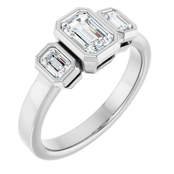 Bezel-Set Three-Stone Engagement Ring Don's Jewelry & Design Washington, IA