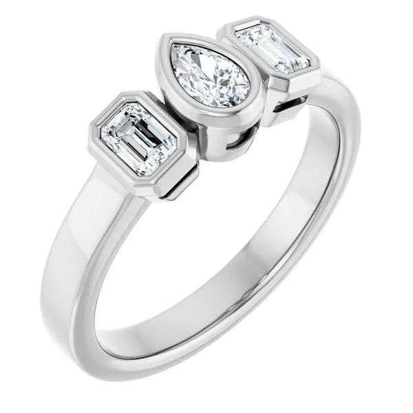 Bezel-Set Three-Stone Engagement Ring