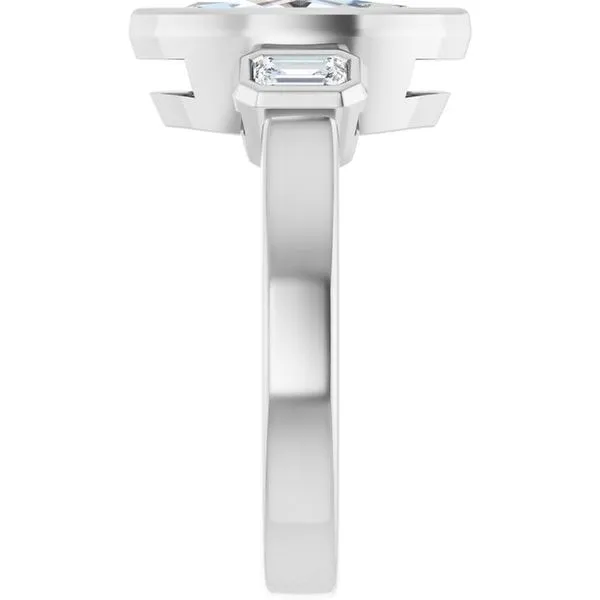 Bezel-Set Three-Stone Engagement Ring Image 4 JF Jones Jewelers Rochester, NY