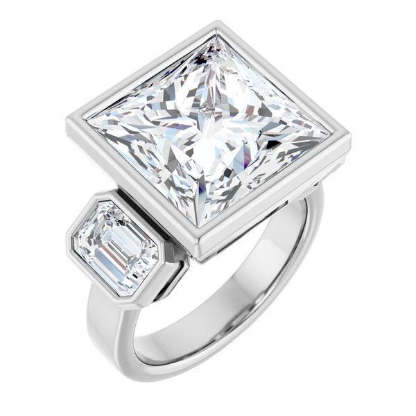 Bezel-Set Three-Stone Engagement Ring