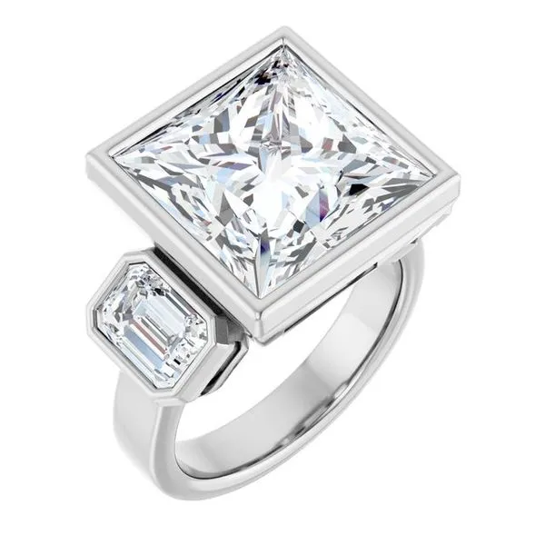 Bezel-Set Three-Stone Engagement Ring Michael Szwed Jewelers Longmeadow, MA