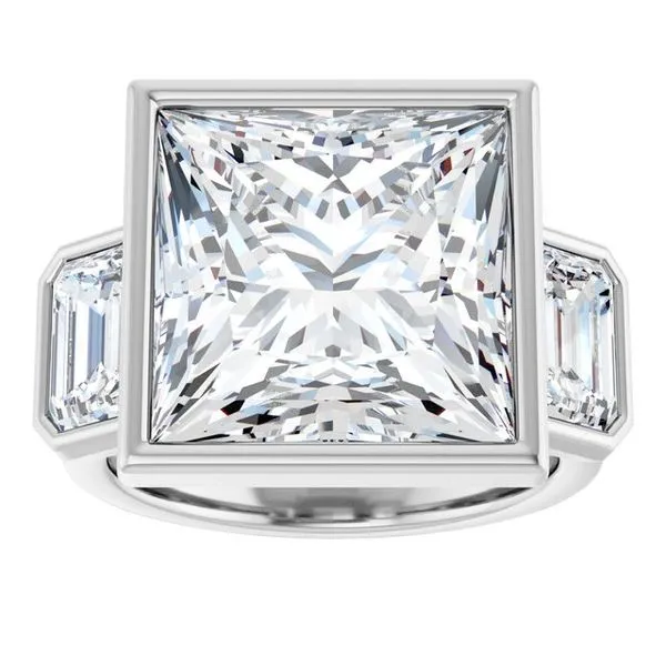 Bezel-Set Three-Stone Engagement Ring Image 3 Don's Jewelry & Design Washington, IA