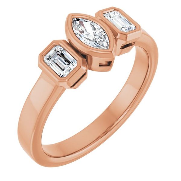 Bezel-Set Three-Stone Engagement Ring