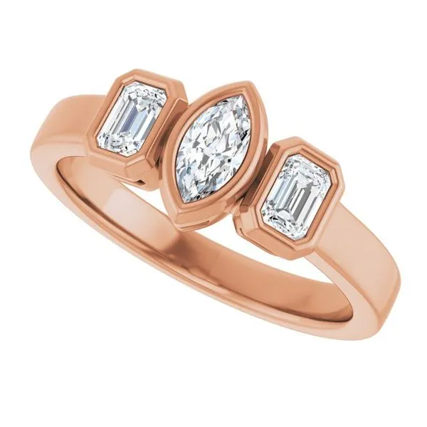 Bezel-Set Three-Stone Engagement Ring Image 5 Northwood Jewelers Northwood, OH