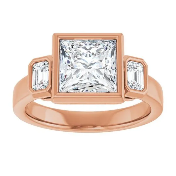 Bezel-Set Three-Stone Engagement Ring Image 3 Jimmy Smith Jewelers Decatur, AL