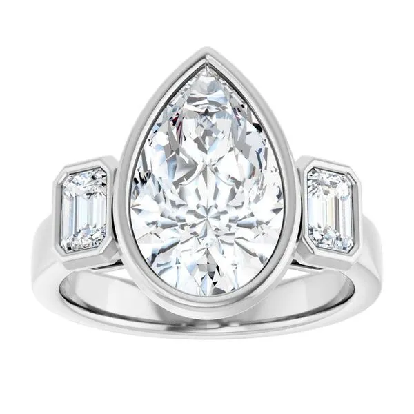 Bezel-Set Three-Stone Engagement Ring Image 3 Don's Jewelry & Design Washington, IA