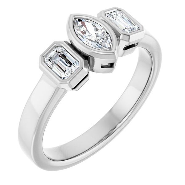 Bezel-Set Three-Stone Engagement Ring