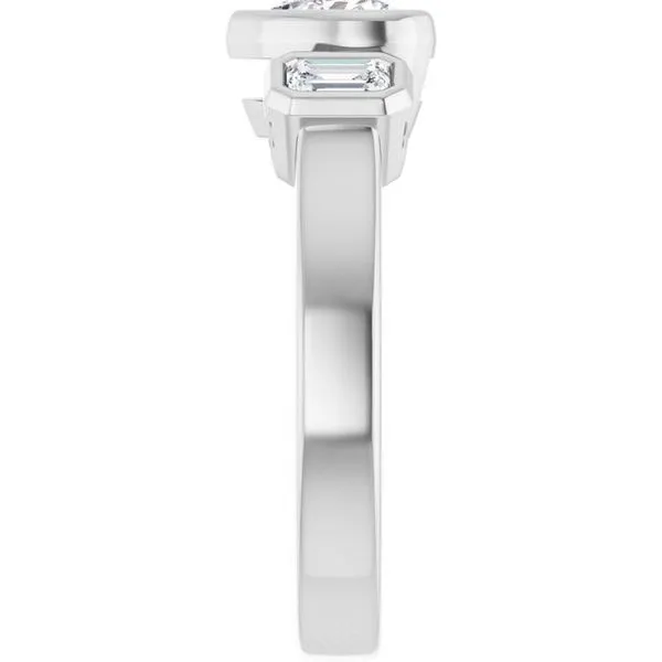 Bezel-Set Three-Stone Engagement Ring Image 4 JF Jones Jewelers Rochester, NY